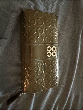Coach Glossy Embossed Wallet with Metallic Logo